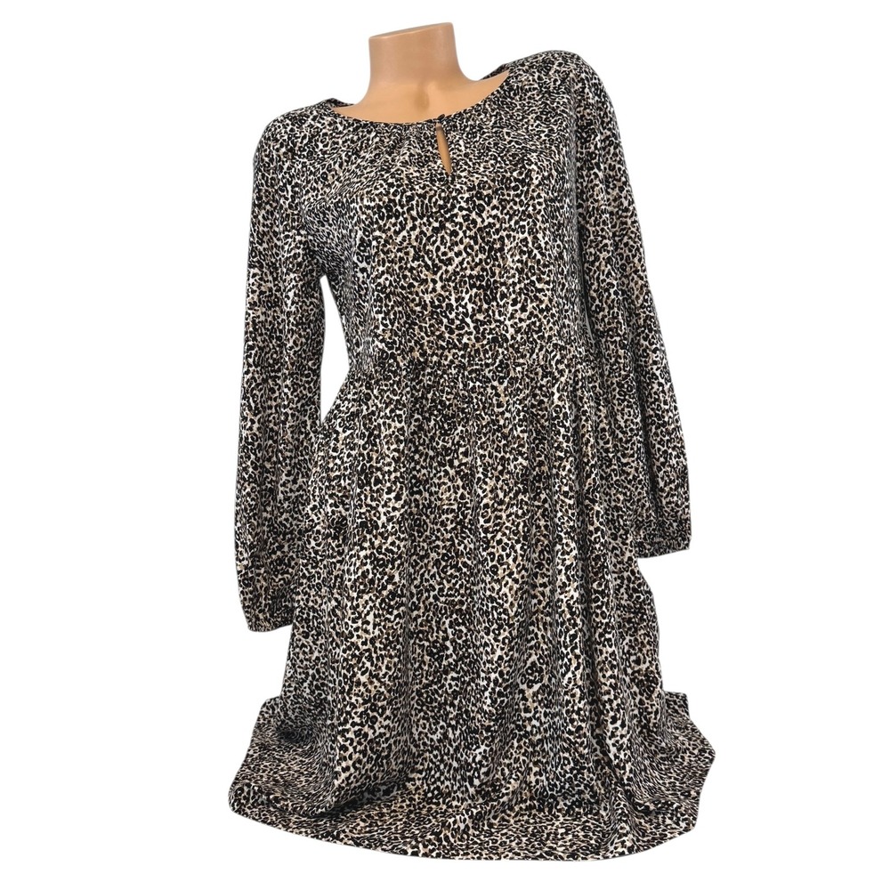 Old Navy Women's SMALL Animal Print Long Sleeve Casual A-Line Dress Knee Lenght